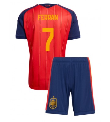 Spanien Ferran Torres #7 Hjemmebanetrøje Børn VM 2026 Kortærmet (+ Korte bukser)